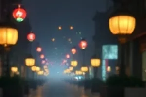 雨中石板路封面：雨幕里泛着水光的石板小径